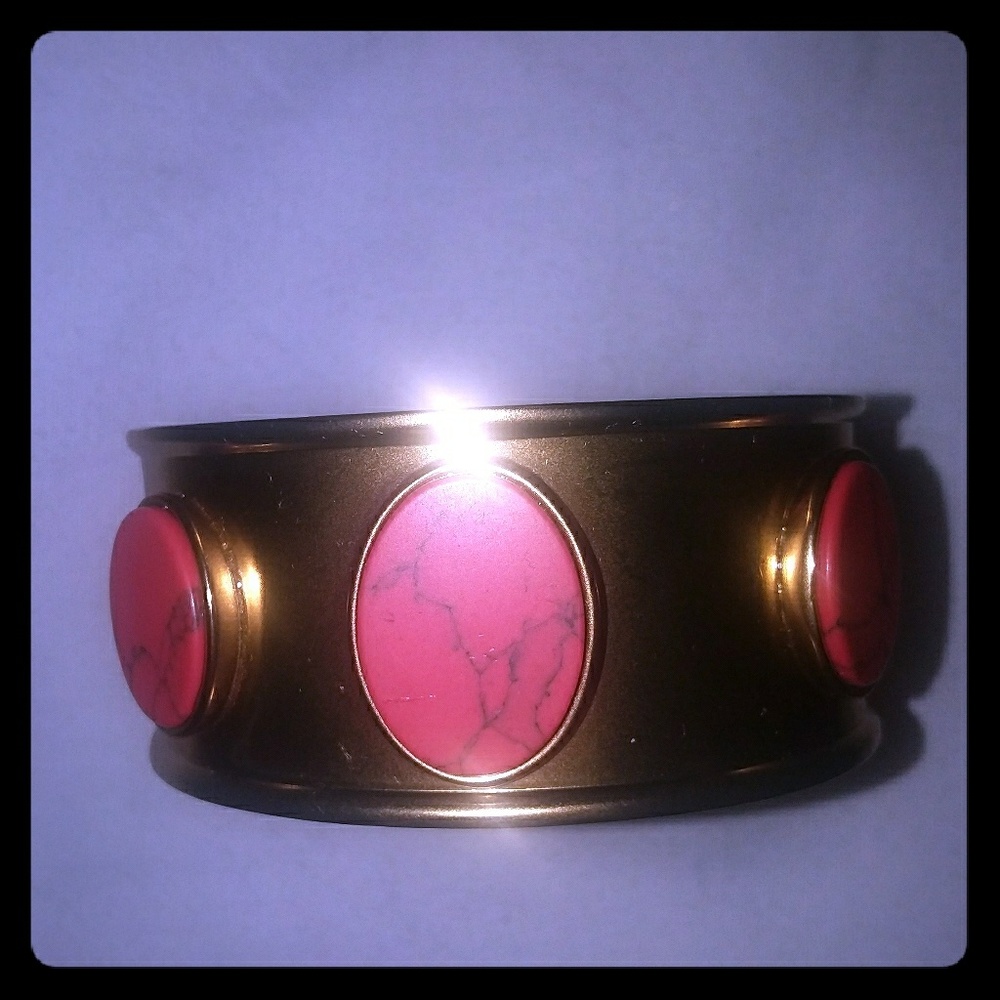 Kate spade red stone and gold cuff bracelet